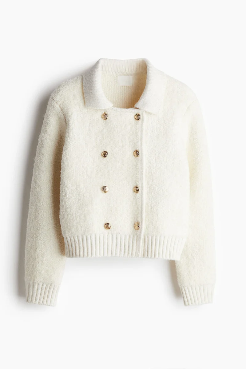 H&M Double-breasted bouclé cardigan
